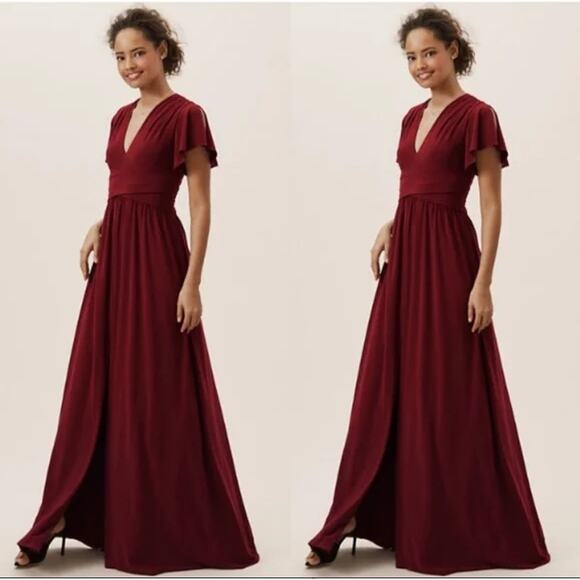 BHLDN Dresses & Skirts - BHLDN Dress Mendoza Maxi Red Burgundy Women 14‎ Formal Wedding Holiday Modest
